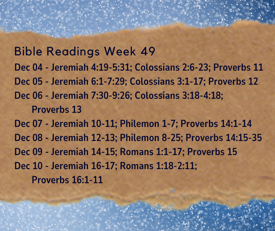 2023 Bible Plan - Week 49