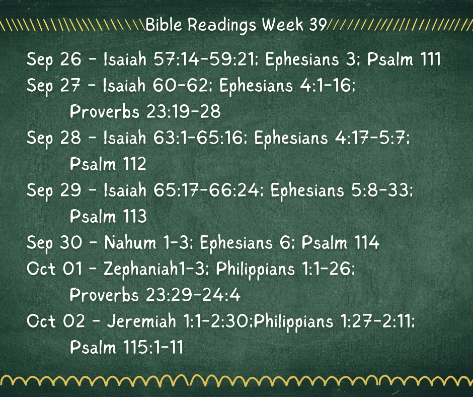 Bible Reading Week 39